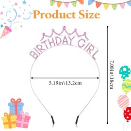 Exacoo Birthday Girl Crown Headband,Rhinestone Birthday Tiara for Little Girls Princess Crown Hair Accessories Tiaras for Kids(purple)