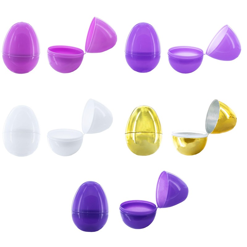 Set of 46 Purple Plastic Eggs, 1 White Egg, and
