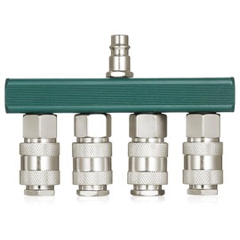 Compressed Air Distributor, 4-Way Quick Connection Couplings, 1/4 Inch NPT Compressed Air Distributor, Connection Coupling Compressed Air with Pneumatic Connections, Compressed Air Coupling Plug