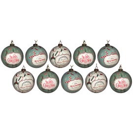 H&S Collection 10 x Vintage Inspired Teal 'Candy Cane' Christmas Tree Baubles Decorations