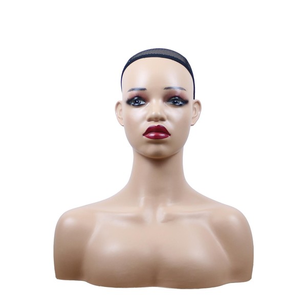 KimRuima Stylish Realistic Mannequin Head with Shoulders Display Stands for