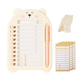 HABNI Checklist Boards with 13 Papers, To Do List Memo To Do Planner 22.5 x 16 cm Board for Children with Stand and Pen, Sticker for Learning Planning Schedule, Beige, Pack of 1