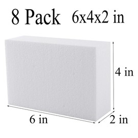 AMZQNART 8 Pack Crafts Foam Blocks, 6x4x2 Square Polystyrene Foam Bricks for Art Sculpting, Flower Arrangements, Sculpture, Modeling, School and Home DIY.