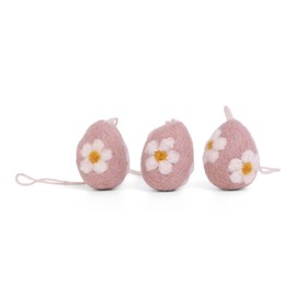 Easter Decoration, Shrub Decoration, Set of Three Embroidered Eggs, Handmade, Fair Trade, Easter Decoration, Easter Decoration, Gry & Sif, Felt Eggs (Rose)