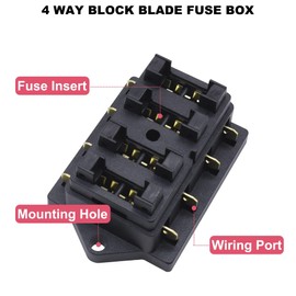 HISports 4 Way Fuse Holder with 10 Free Blade Fuse(5A, 2.1A, 2.15A, 2.2A, 2.25A),Car,Boat,Marine,Trike