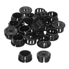 sourcing map 20Pcs Cable Grommets, Snap Bushing Grommet for Holes with 0.75"(19mm) Mounting, Petal-Shaped Buckle Round Nylon Cable Desk Grommet for Cables and Cords Management, Black