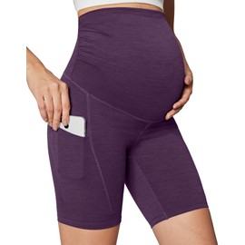 Ewedoos Maternity Biker Shorts with Pockets Buttery Soft Maternity Shorts Over Belly Pregnancy Shorts Active Yogs Short