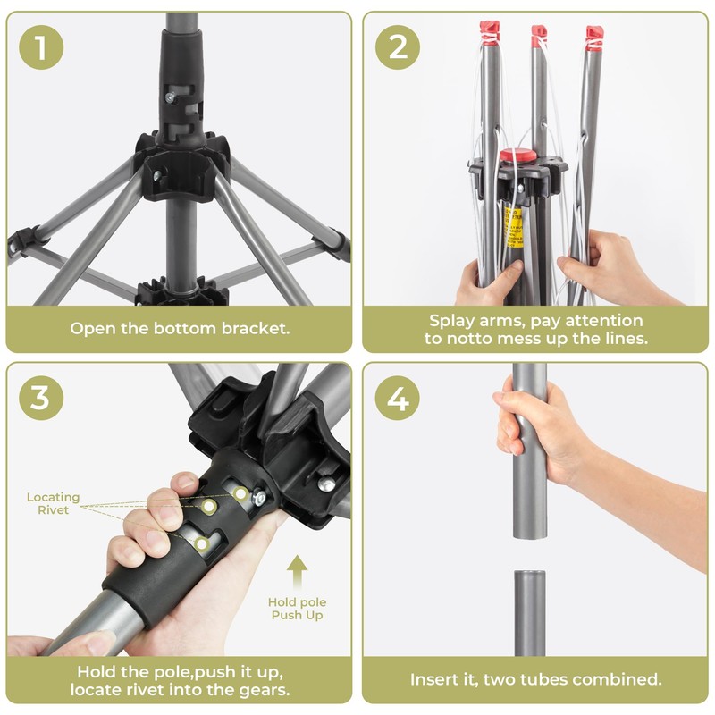 STORAGEIDEAS Umbrella Clothesline Outdoor Heavy Duty, Retractable Rotary Drying Rack