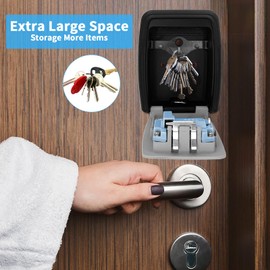 Key Safe Outdoor Police Approved, Extra Large Key Safe Wall Mounted, Waterproof Key Lock Box Outside, 4 Digit Combination Lockbox Key Cabinet for Home Office Vehicles Garage School