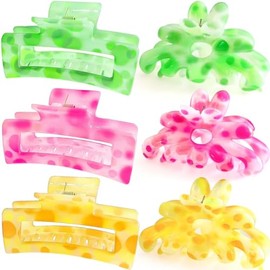 ISCRM Flower Hair Claw Clips for Women Girls,6PCS Big Cute Claw Clips for Thick Thin Hair Clups,Kawaii Womens Hair Clips for Hair Claws,Beach Hair Accessories Summer Essentials (colorful)