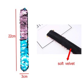 JZK 15x Mermaid sequins bracelets slap bands sequin slap wristbands snap bands for kids adults party favours gift party bag fillers children birthday party supply small toys