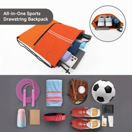 JOYNYON Mochila con cordón resistente al agua (naranja), Naranja, Large, Mochila deportiva con cordón