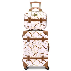 Chariot Regal Vintage Style Hardside Carry-On Retro Train Case Spinner Luggage, Ivory, 2-Piece Set (Tote/20-Inch)