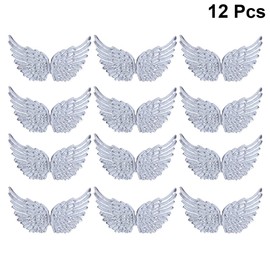 Kisangel 12PCS Silver Glitter Angel Wings Craft Angel Wings Mini Wings for Ornaments for DIY Costume Backpack Accessary Crafts Decorative Props