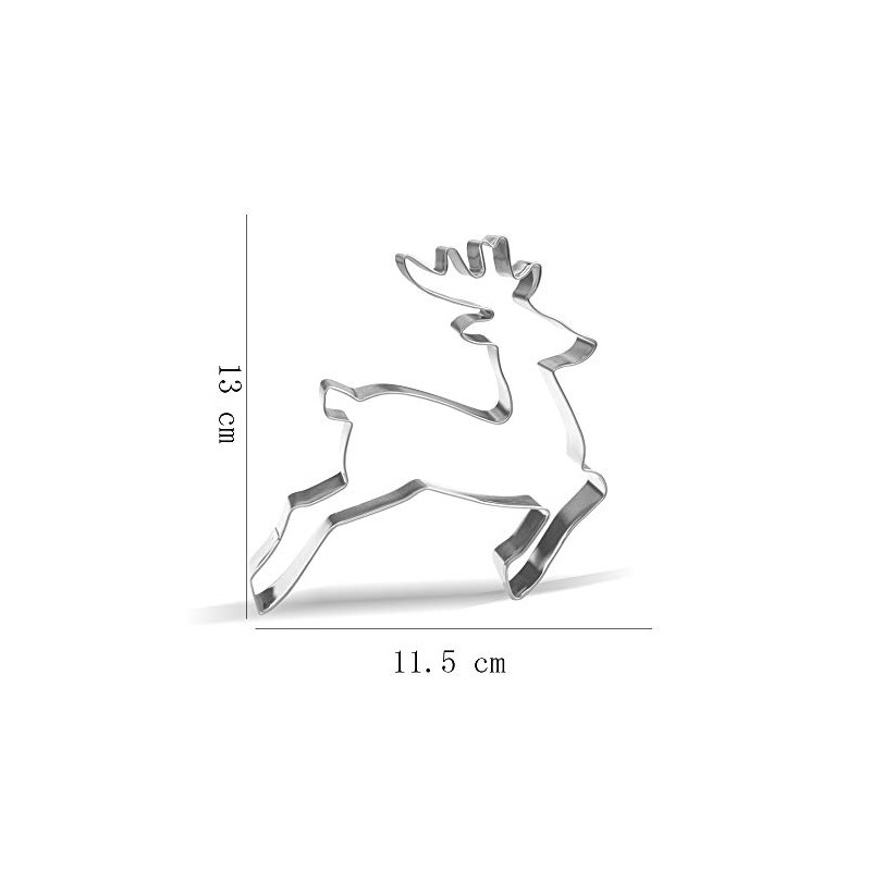 13 cm Leaping Reindeer Cookie Cutter - Stainless Steel