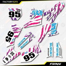 Factory EFX White Blue Retro Fierce Racing Graphics Kit fits 04-06 Suzuki RMZ250 RMZ 250 - Graphics, Plates and Numbers