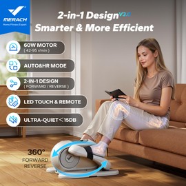 MERACH Under Desk Elliptical Exercise Machine, Leg Exerciser While Sitting for Seniors with 12 Adjustable Speeds & Remoter, Quiet Portable Seated Pedal Exerciser Fully Assembled