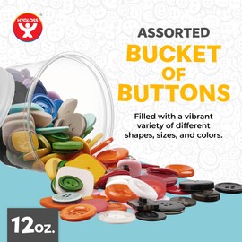 375 (Approx) Assorted Buttons for Crafts - Bulk Button 12oz Container - Small & Large Buttons for Sewing, Shirts, Clothes, Sorting - Mixed Colorful Decorative Craft Button in Bulk