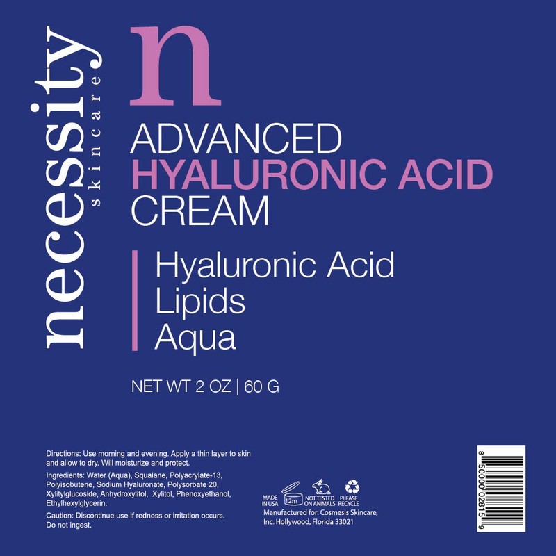 Necessity Skincare Advanced Hyaluronic Acid Cream for Face, 2 Fluid