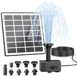 ZOLOCHEL Solar Fountain Kit 2024 Upgraded Glass Panel,9.84 Power Cord Solar Bird Bath Fountains No Battery DIY 9 Nozzles, Solar Water Fountain for Bird Bath Garden Décor(white)