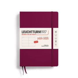LEUCHTTURM1917 370720 Weekly Planner 2025, Medium A5 Hardcover - 18 Month Planner, Lined - Port Red, English