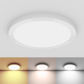 NAGETA 18W LED Ceiling Light,1600LM Bathroom Ceiling Light,3 Color Selectable 3000K/4500K/6000K 22cm Thin Round Light Fixture for Bedroom, Kitchen, Dining Room