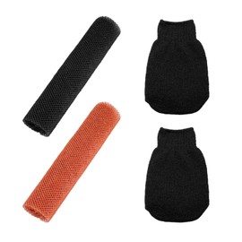 FFDHWU 2 Pieces Of Bath Nets, 2 Black Bath Gloves, Exfoliating Gloves, Exfoliating Towels, Loofah Bath Sponges, African Mesh Sponges