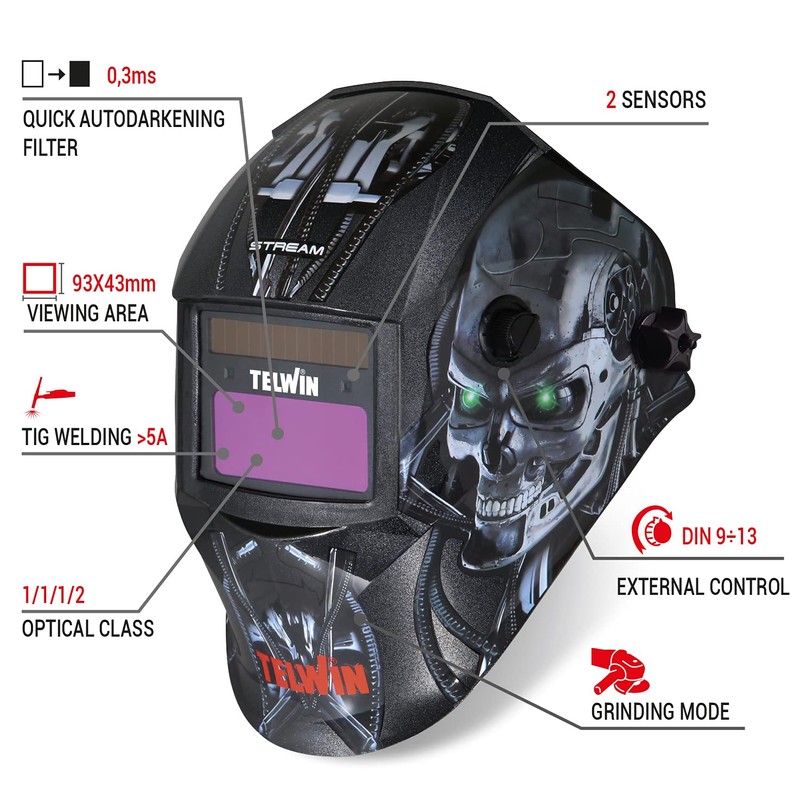 Telwin 804234 Stream Robot Welding Helmet, Standard