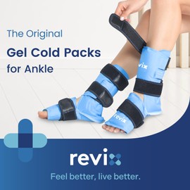 REVIX Foot Ankle Ice Pack Wraps for Discomfort, Reusable Gel Ice Wrap with Cold Compression Therapy, Plantar Fasciitis, Post-Workout Feet Recovery, Soft Plush Lining, 2 Packs