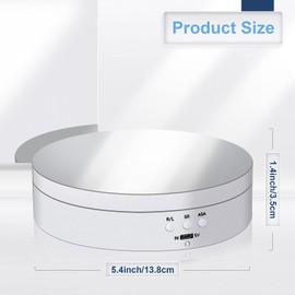 Hicarer Rotating Display Stand 5.4" /6.6 Lbs Load Motorized Spinning Platform Rotating Base 360 Cup Turner Electric Turntable Stand for Photography Products and Shows(Mirror White)