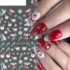 Christmas Nail Art Sticker 3D Gold Christmas Nail Stickers Santa Claus Luxurious Xmas Nail Decal Design for Women Girls Holiday Winter Nail Supplies Kit 6 Sheets-Sliver