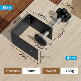 JEEJINYAN® 4 Pcs C Clamps, Drawer Front Installation Clamps, Cold-Rolled Steel Clamps for Woodworking, Can Be Used as Door Installation Tools and Cabinet Tools, Black