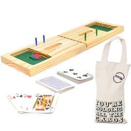 Big Game Hunters Premium Folding Cribbage Board Set with Pegs and Cards, Travel Cot in a Handy Bag, Complete Portable Cribbage Game for Family Fun and Entertainment