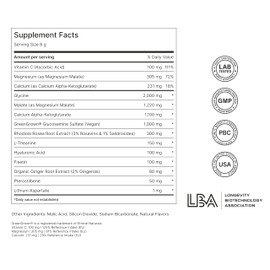 NOVOS Core Longevity Mix, Anti-Aging Supplement, Drink Powder Packet Unflavored - Skin Support, Energy, Mood Support, Sleep and Cognition Support - 30 Servings