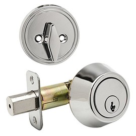 Designers Impressions Polished Chrome Single Cylinder Deadbolt (We Key Lock Orders Alike for Free)