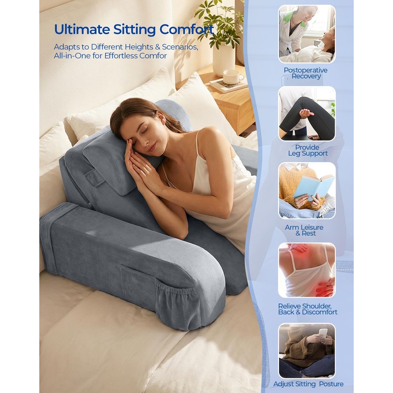 Kayfia Reading Pillow, 30-90° Stepless Adjust Angle & Height, Medium,