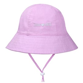 Baby Girl Sun Hat Summer Foldable Beach Hats with UPF50+ Sun Protection Wide Brim Toddler Bucket Hat Cat Cap for Kids 6-24 Months Purple