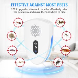 2025 Upgraded Ultrasonic Pest Control Repeller, Mouse Repellent Indoor for Spider Bug Roach Ant Fly Rat Mice Insect Deterrent, Mouse Rodent Repellent Ultrasonic Plug in, 3 Mode Switching, 6 Pack
