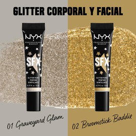 Nyx Professional Makeup, Glitter para cara y cuerpo, Tono Plateado