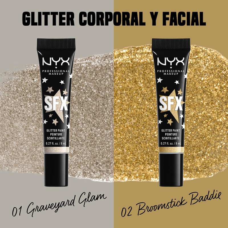 Nyx Professional Makeup, Glitter para cara y cuerpo, Tono Plateado