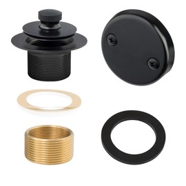 Matte Black Lift & Turn Tub Trim Set with Two-Hole Overflow Faceplate and No Putty Gasket, Bathtub Conversion Kit Assembly with Universal Fine/Coarse Thread, No Putty Installation by Artiwell