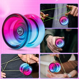 WATIEOBOO Yoyo P02 2-Color Set, Responsive and Non-Responsive Convertible Yoyo, For Kids Beginners and Advanced Players, Large Diameter PC Yoyo Toy Set