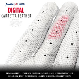 Franklin Sports Women's Fastpitch Softball Batting Gloves - Aura CFX Pro FP Women's Batting Gloves for Softball + Baseball - White + Multicolor Chrome Batting Gloves - Women's X-Large