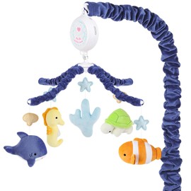 PIIKAGO Ocean Crib Mobile - Musical Baby Mobile for Crib with 12 Lullabies for Boys & Girls, Sea Animals Baby Crib Mobile, Nursery Mobiles, Fits Standard Cribs