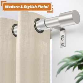 TONIAL Curtain Rod 2 pack, 32 to 58 Inch(2.6-4.8ft), Telescoping Splicing 3/4 Drapery Rods for Windows 20 to 53 Inch(1.7-4.4ft), Decorative Single Rod with Modern Cap Finial, Silver