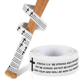 Pushglossy Faith Cross Baseball Bat Grip Tapes 1.5mm Precut and Full Adhesive Softball Grip Tape,Non-Slip Baseball Bat Wrap Religious Cricket Batting Tape Replacement(White,Joshua 1:9)