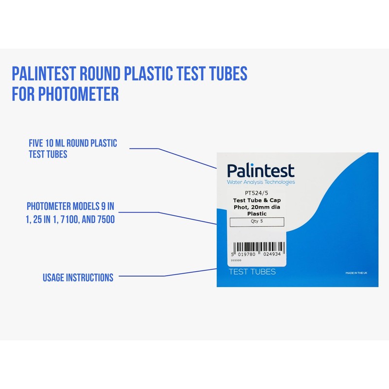 TEST ALL WATER - Round Plastic Test Tubes for Palintest