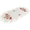Embroidered Christmas Red Cardinals and Pine Cones on White Satin