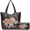 Elephant Rhinestone Studded Western Style Concealed Carry Purse Handbag Women