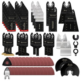 MaxAwe 155 PCS Multitool Bla-des, Titanium Oscillating Saw Bla-des Set Quick Release Multi-tool Accessories for Plastic Metal Cutting, Multi Tool Bla-des Kits for Rockwell Fein